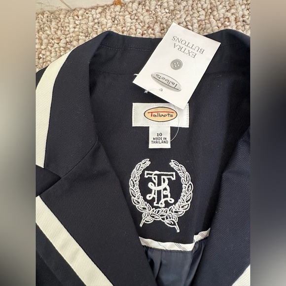 Talbots Navy blue and White Blazer size 10 NWT - Picture 7 of 9